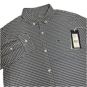 VINEYARD VINES On The Go Performance Boys XL (18) Whale Shirt Gingham Blue NEW